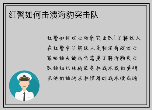 红警如何击溃海豹突击队